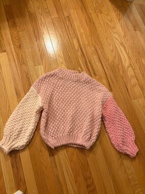 ALTAR’D STATE Chunky Knit Colorblock Pink Sweater